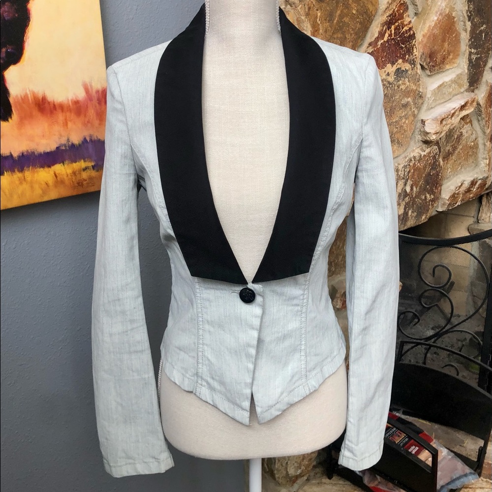 Rock & Republic Grey Denim Blazer Size 4